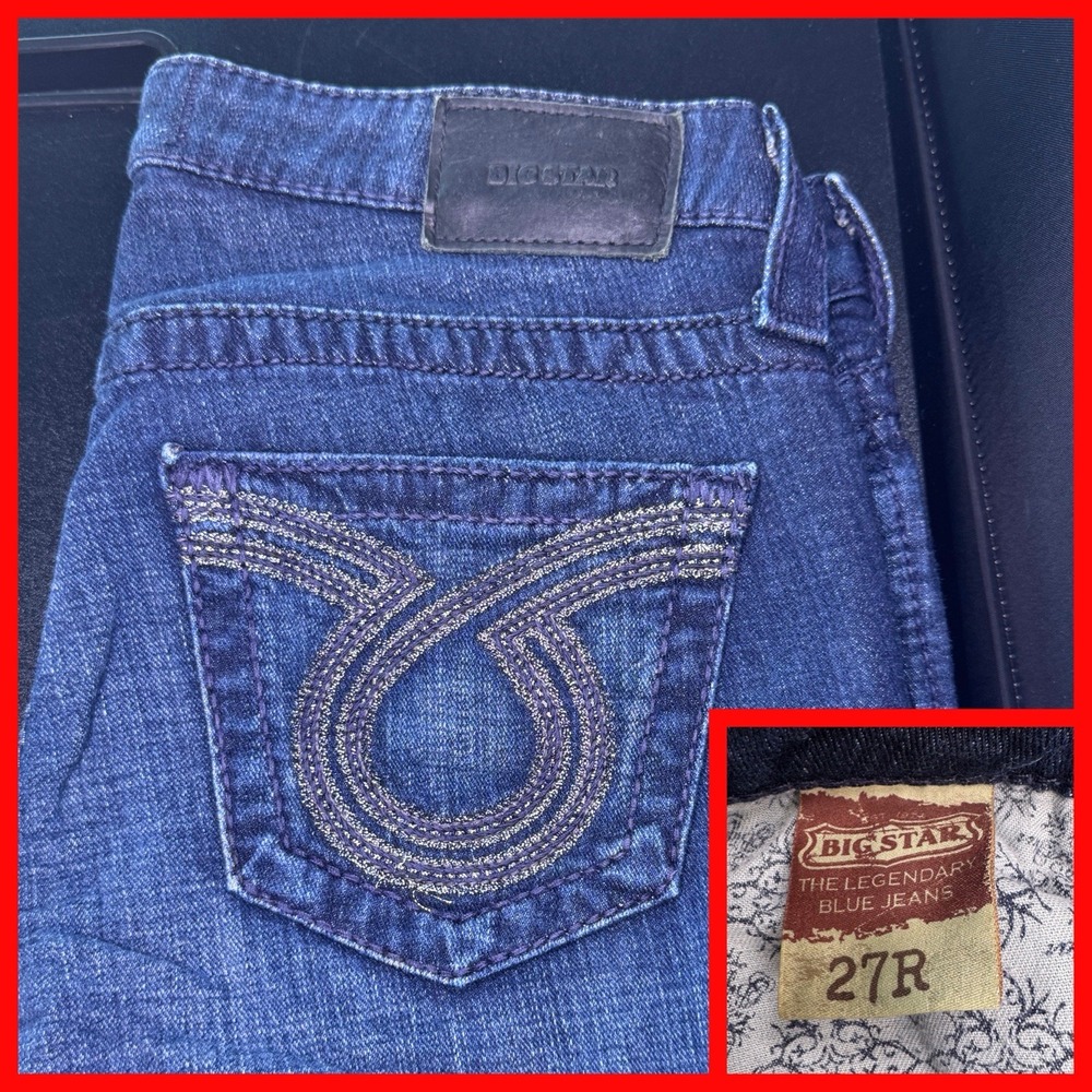 Big‎ Star Remy Bootcut Jeans Womens 27R Dark Wash Embroidered Low Rise HWREMLIR